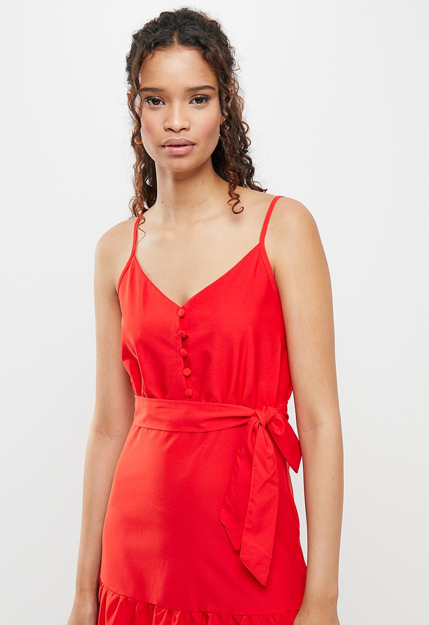 dailyfriday - Tie front maxi dress - red
