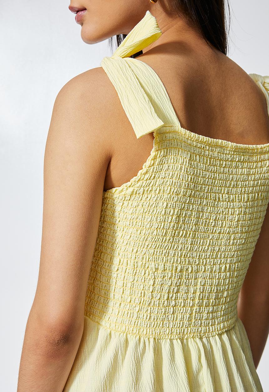 Superbalist - Shirred fit & flare midi - baby yellow