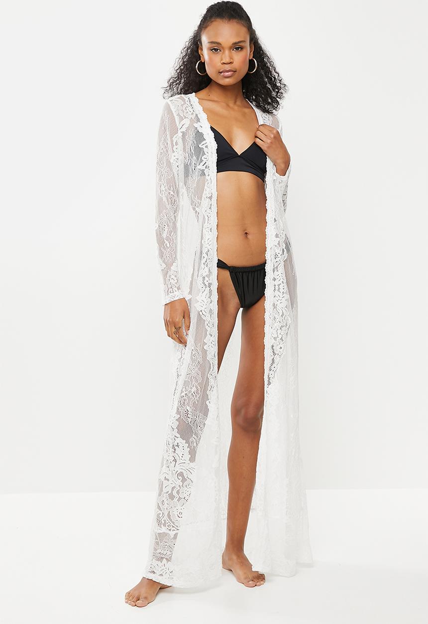 Missguided - Premium eyelash lace kimono - white