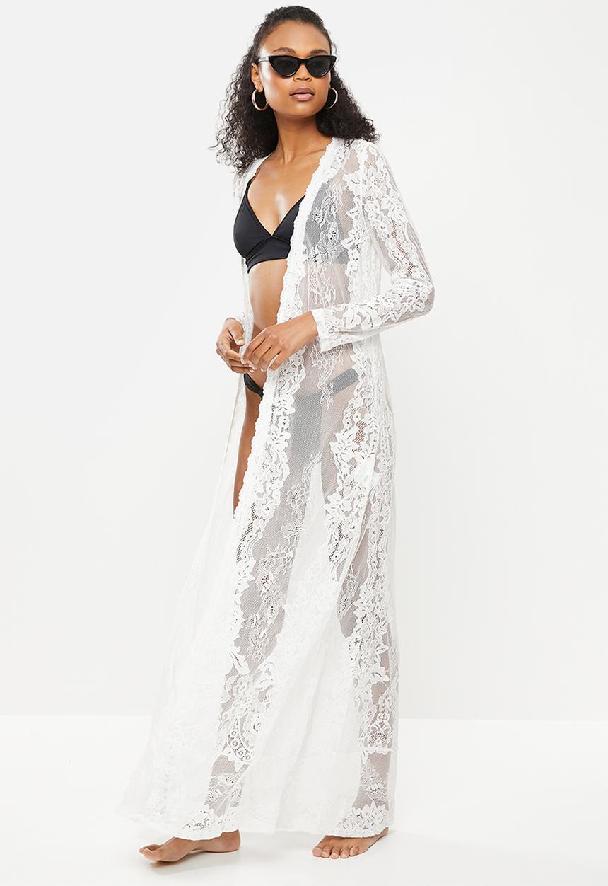 Missguided - Premium eyelash lace kimono - white