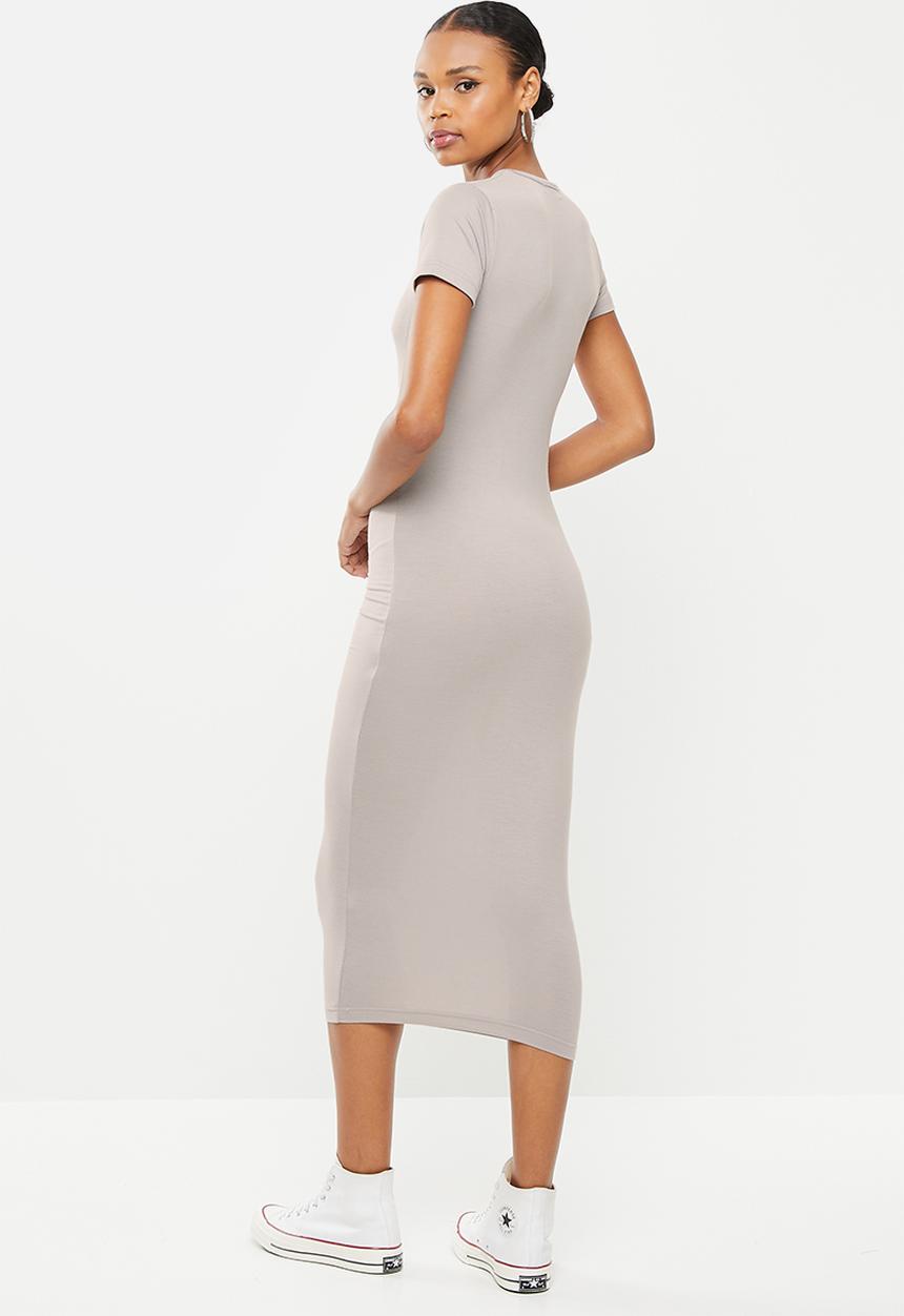 Missguided - Basic crew neck midi dress - light grey