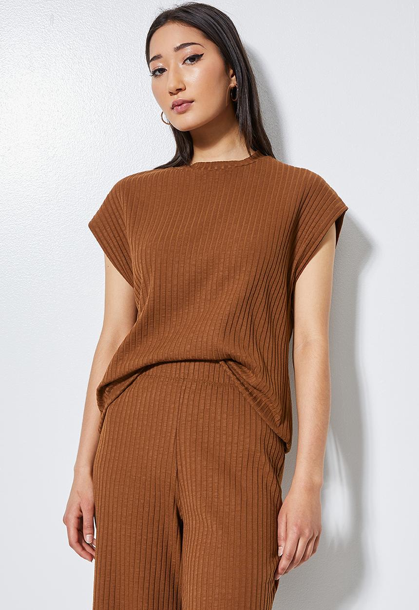 Superbalist - Rib tee - tobacco