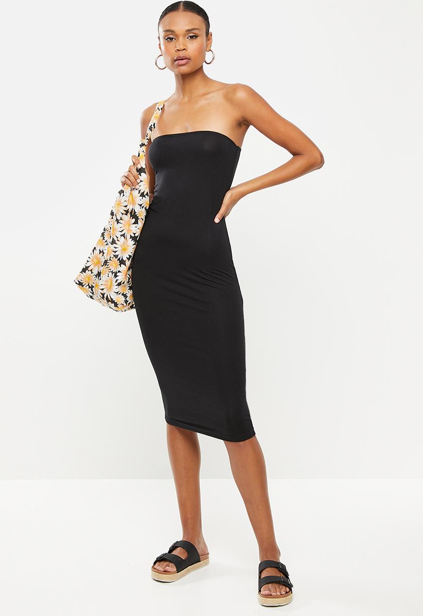 Missguided - Basic bandeau bodycon midi dress - black