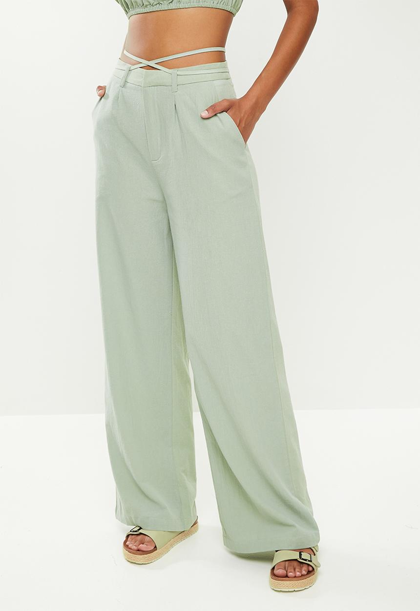 Missguided - Coord linen straight leg trouser - sage