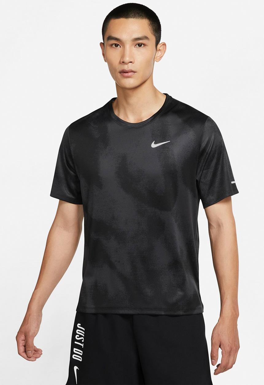 Nike - Nike Dri-Fit Run Miler Printed T-Shirt- off noir/reflective silver