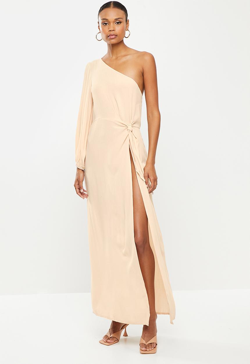 Missguided - Cheesecloth one shoulder maxi dress - stone