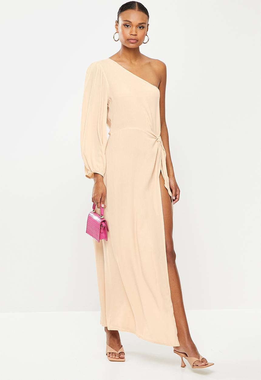 Missguided - Cheesecloth one shoulder maxi dress - stone
