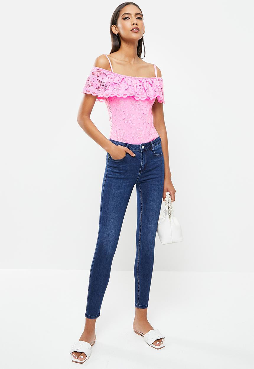 SISSY BOY - Bardot lace bodysuit - pink