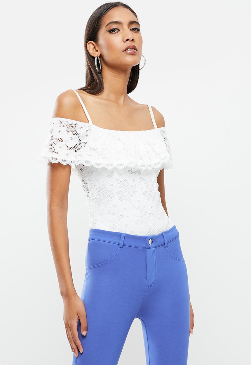 SISSY BOY - Bardot lace bodysuit - off white