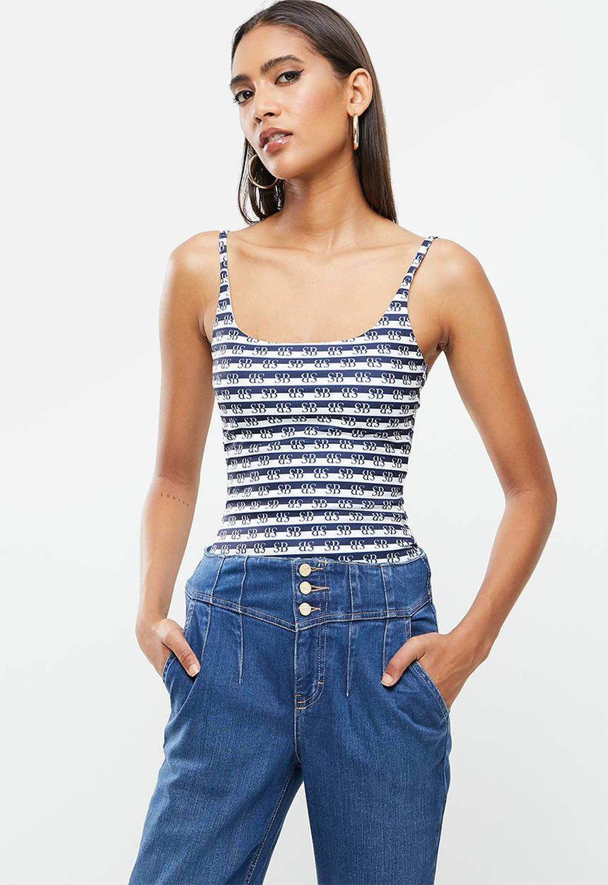 SISSY BOY - Branded bodysuit - navy & off white