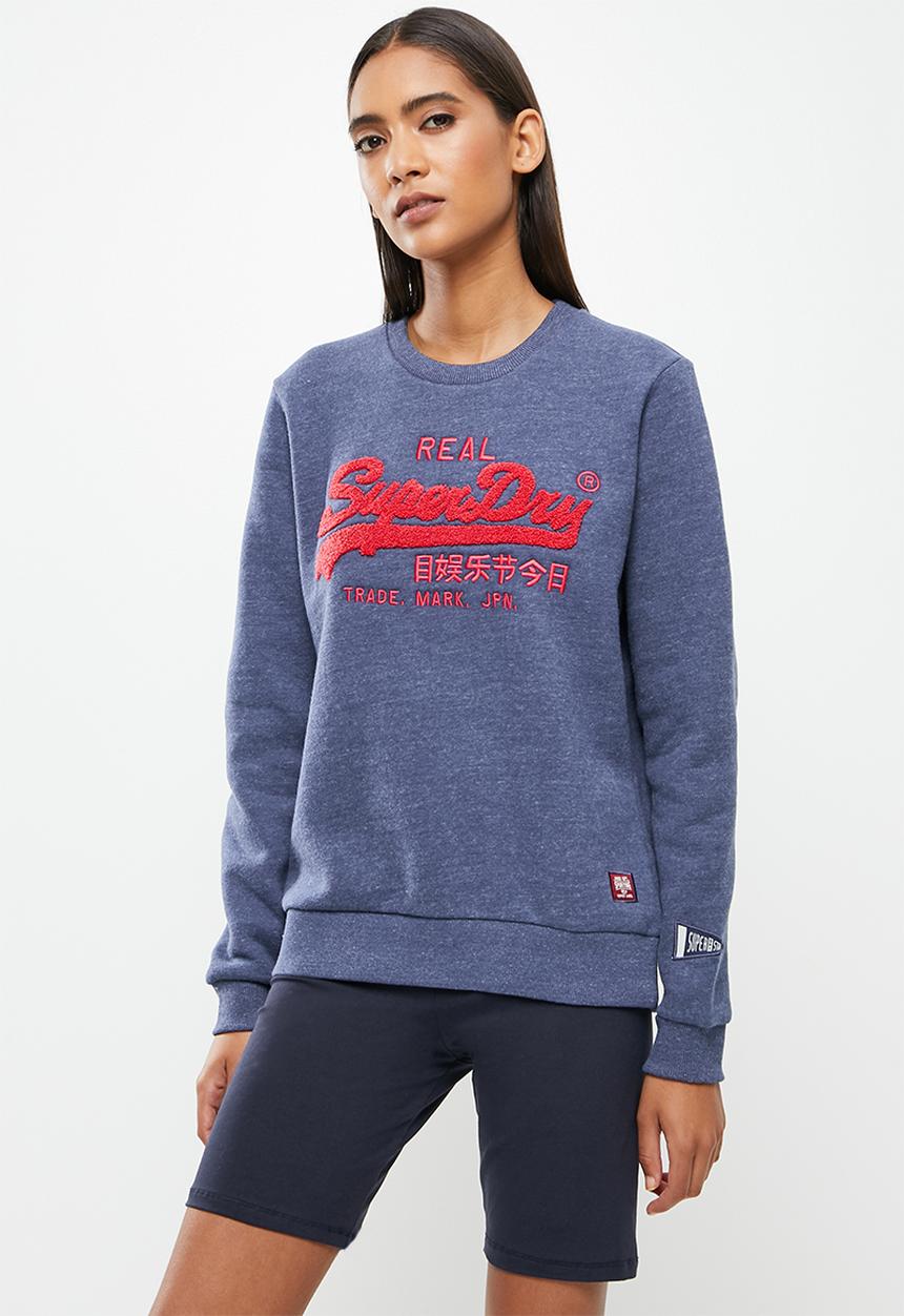 Superdry. - Vl chenille crew - navy marl