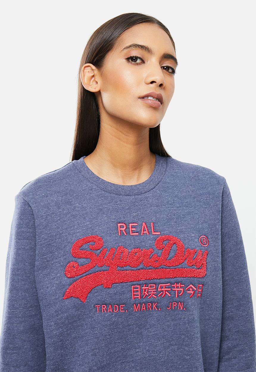 Superdry. - Vl chenille crew - navy marl