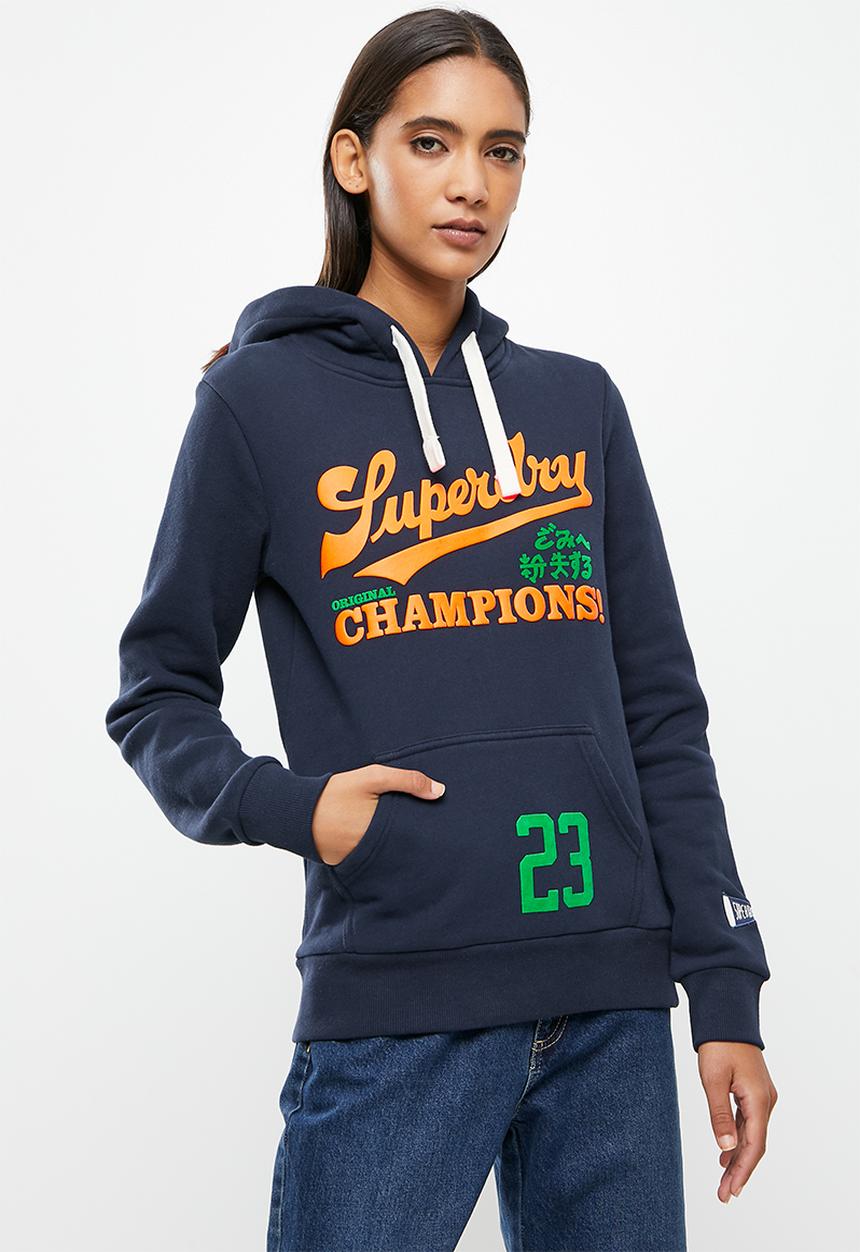 Superdry. - Collegiate cali graphic hoodie - nautical navy