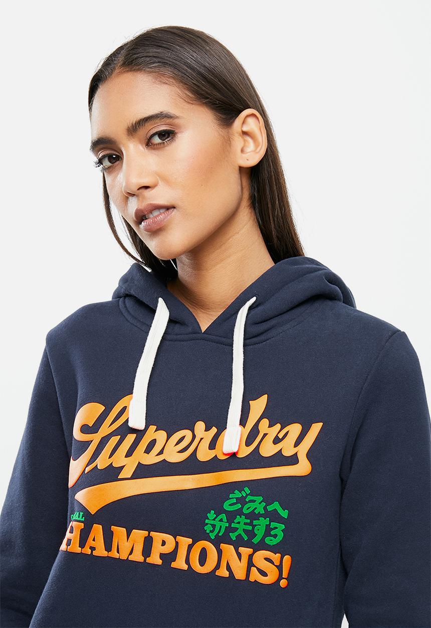 Superdry. - Collegiate cali graphic hoodie - nautical navy