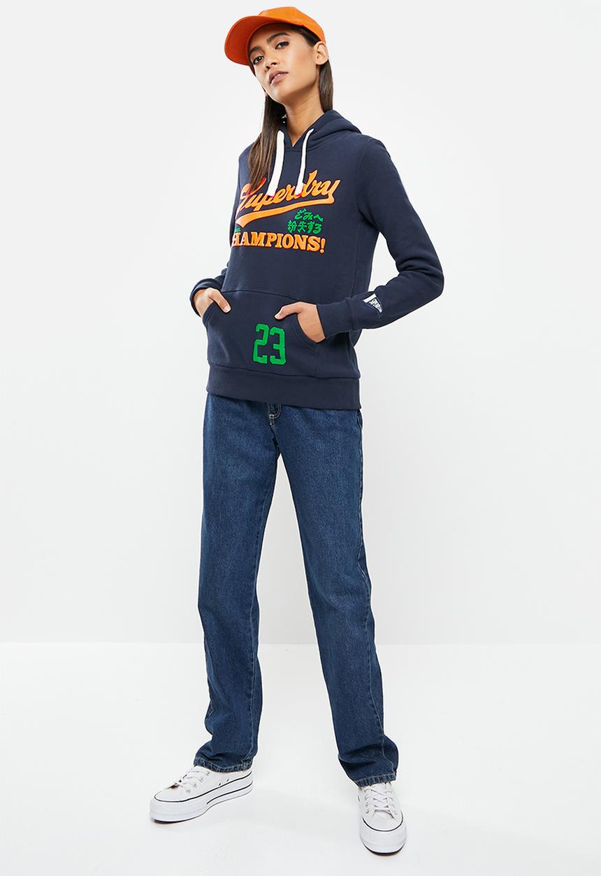 Superdry. - Collegiate cali graphic hoodie - nautical navy