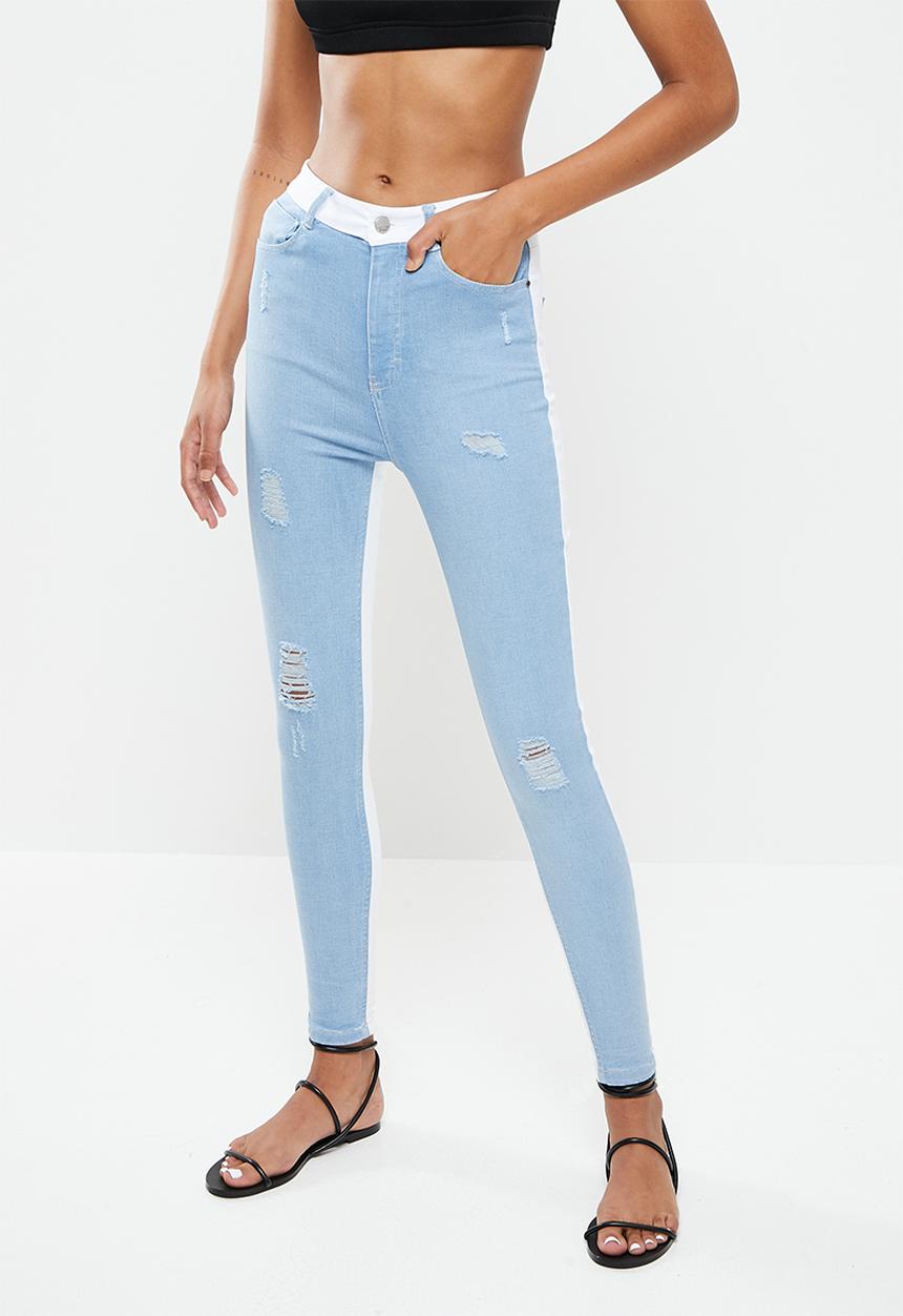 SISSY BOY - Ryder two toned skinny - blue & white