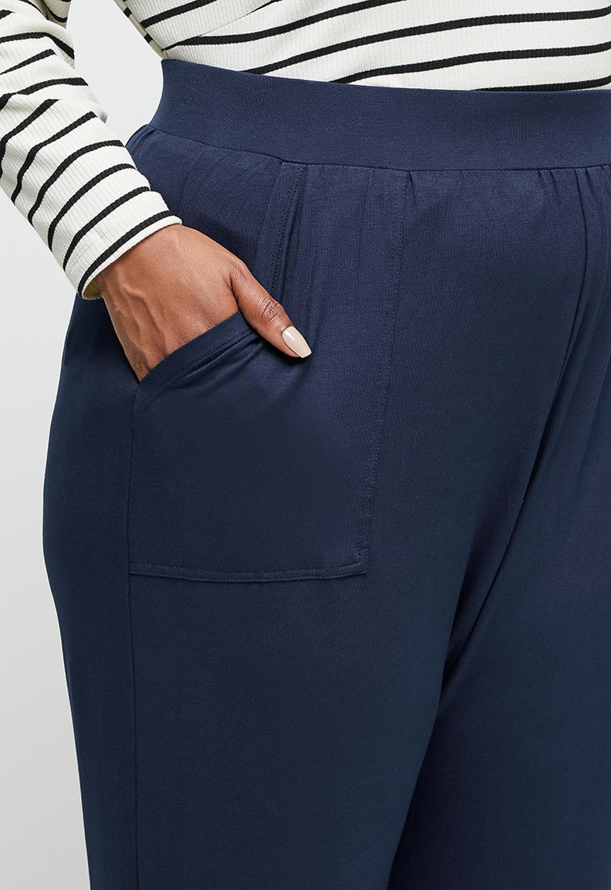 edit Plus - Drop crotch knit harem - navy