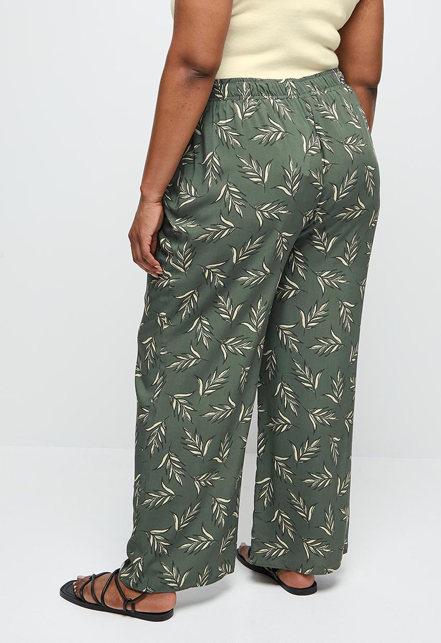 edit Plus - Printed straight leg trouser - khaki 
