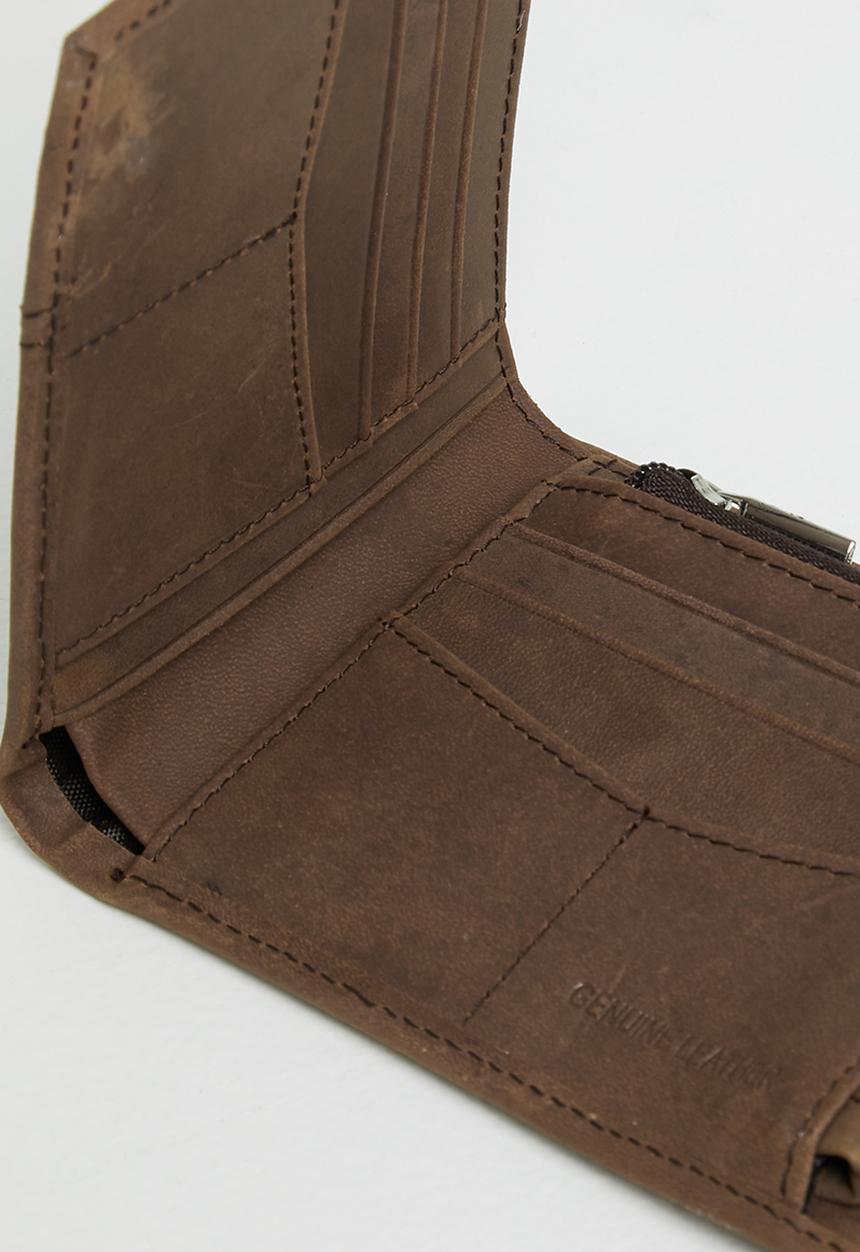 JEEP - Leather clip wallet - brown