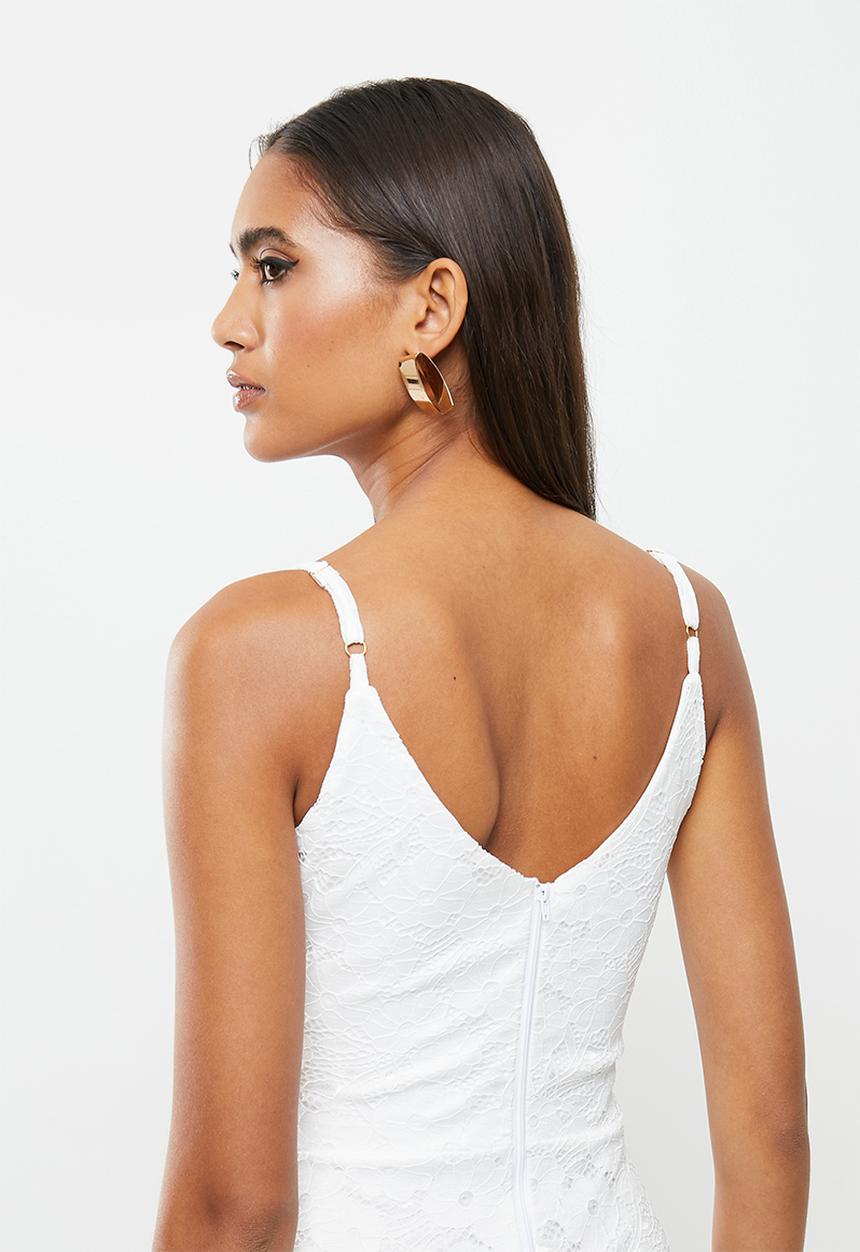 SISSY BOY - Strappy wrap stretch lace dress - off white