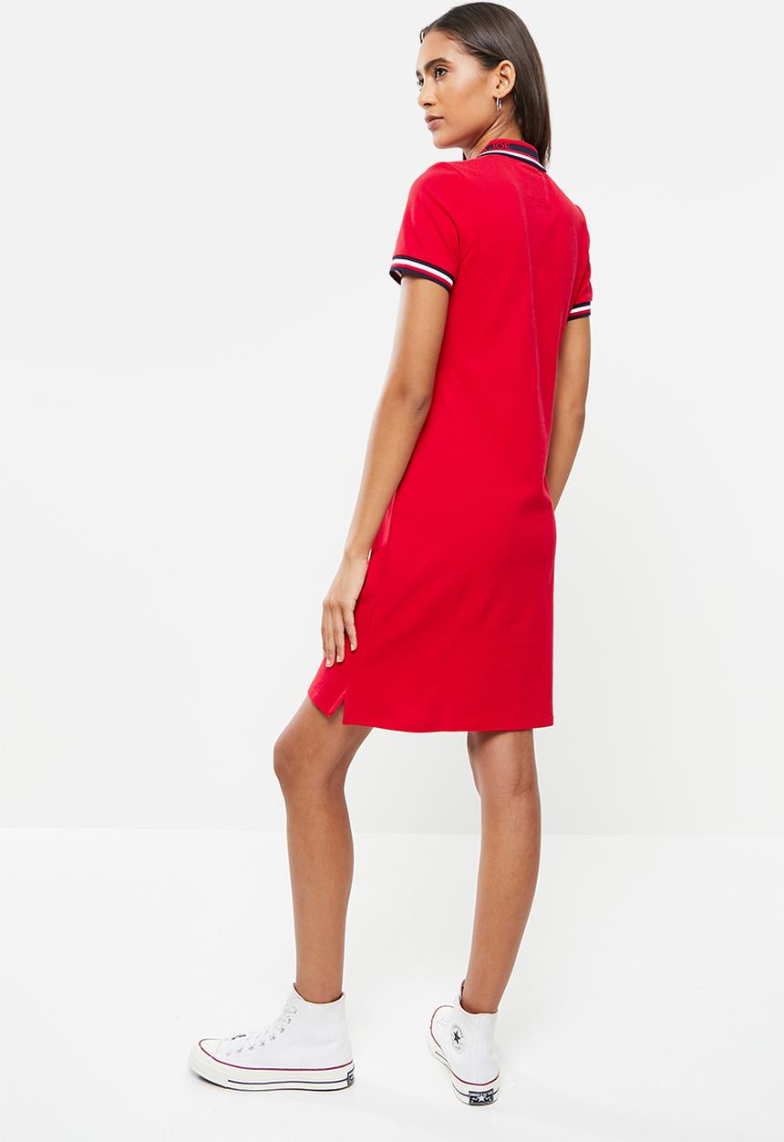 Aca Joe - Golfer short sleeve polo dress - red & white