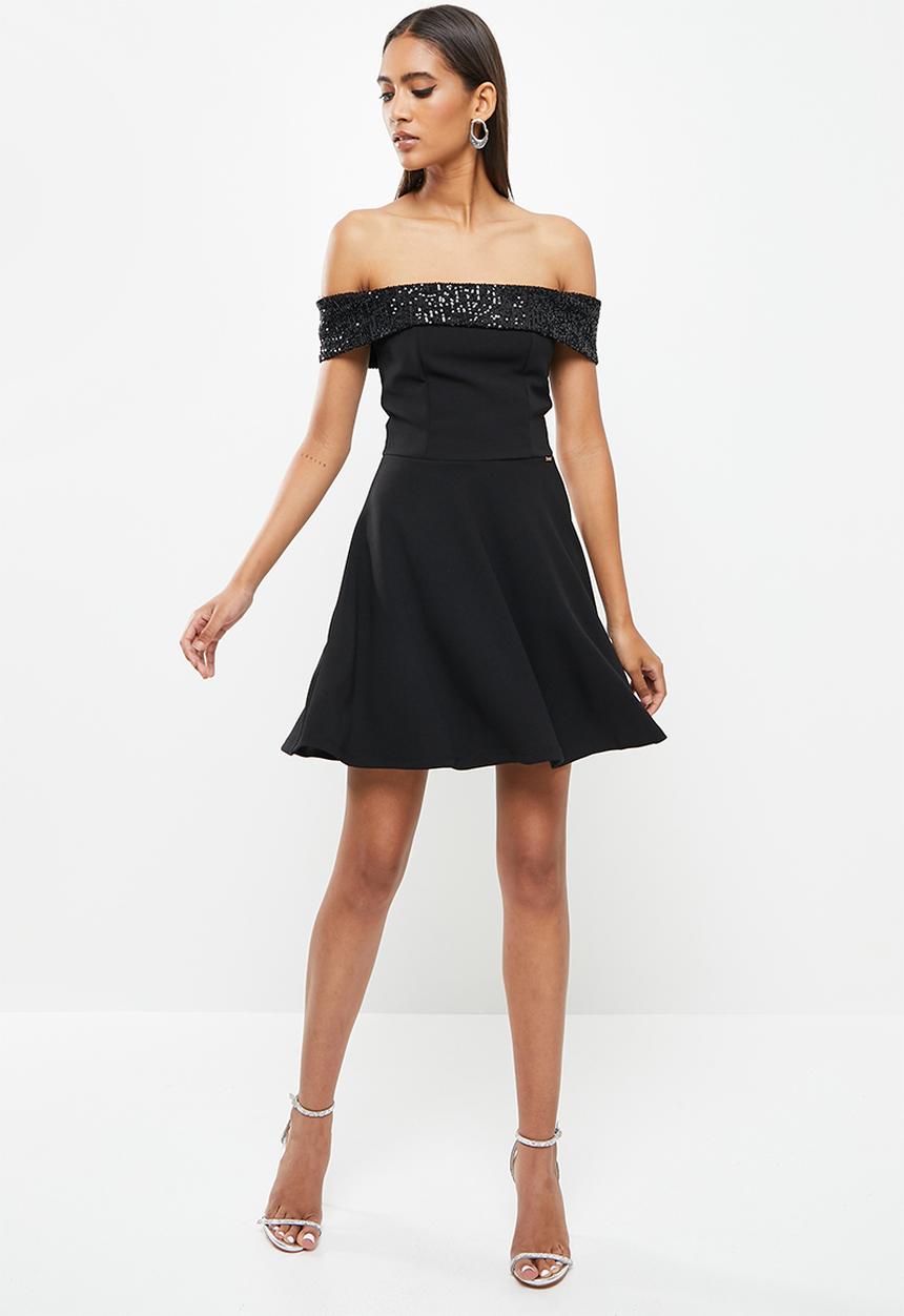 SISSY BOY - Bardot skater with sequin inset - black