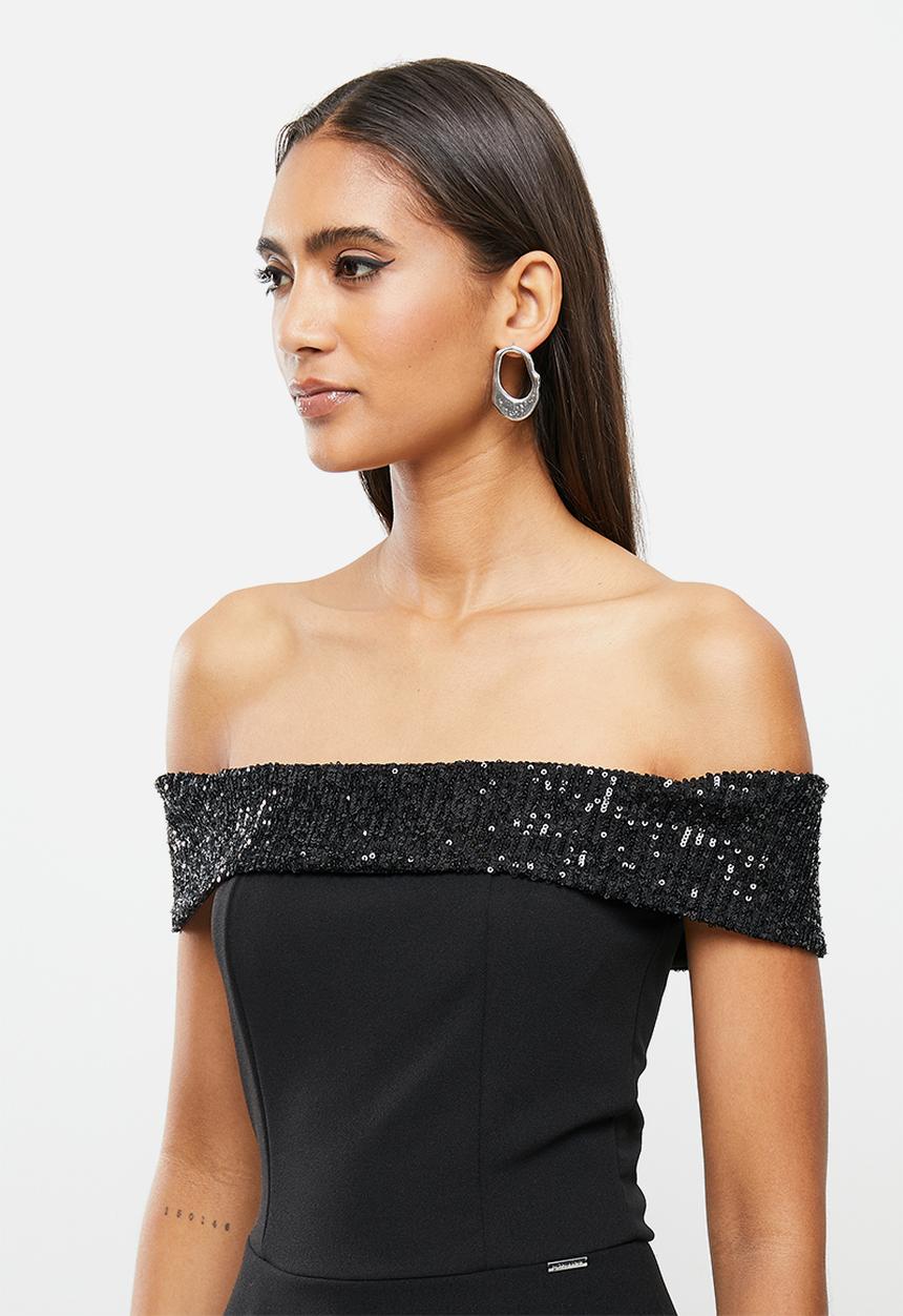 SISSY BOY - Bardot skater with sequin inset - black