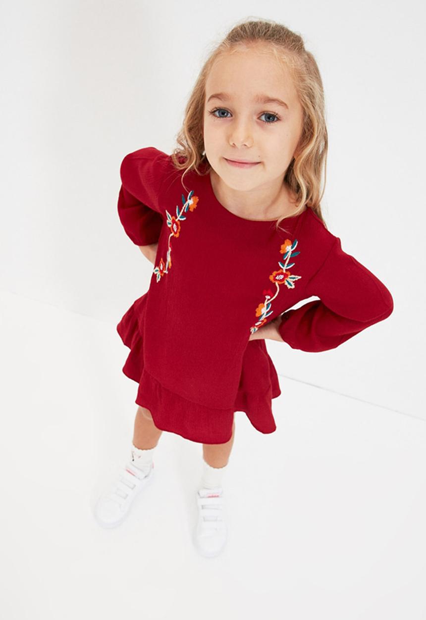 Trendyol - Baby doll printed dress - red