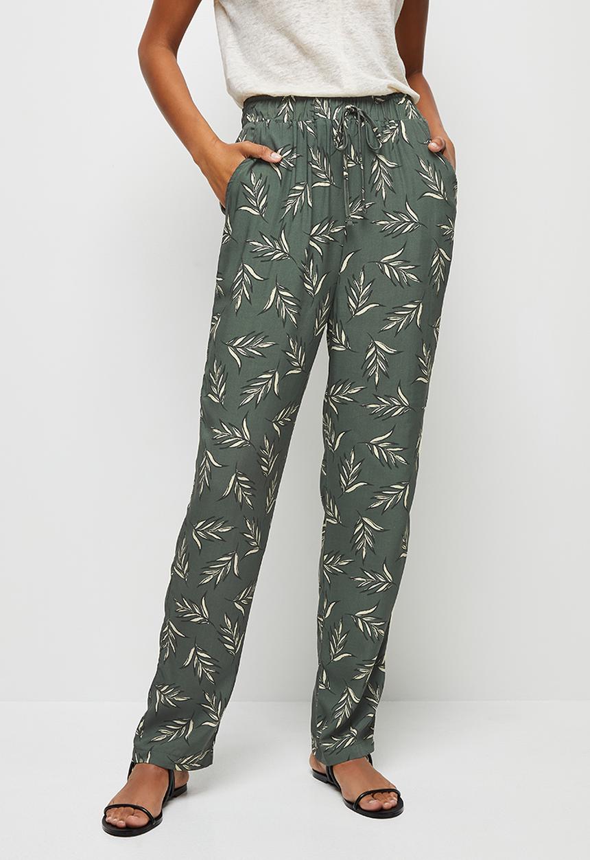 edit - Printed straightleg trouser - khaki grunge palm leaves