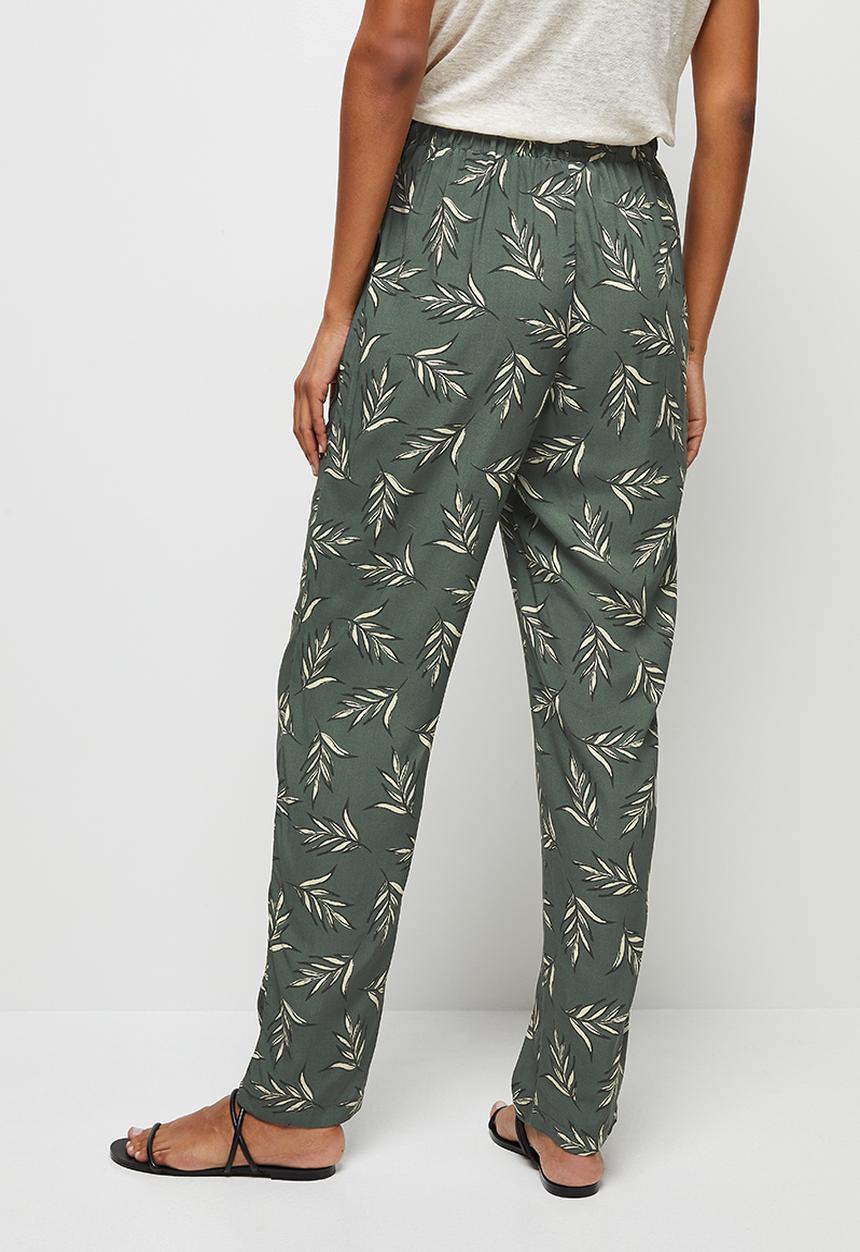 edit - Printed straightleg trouser - khaki grunge palm leaves