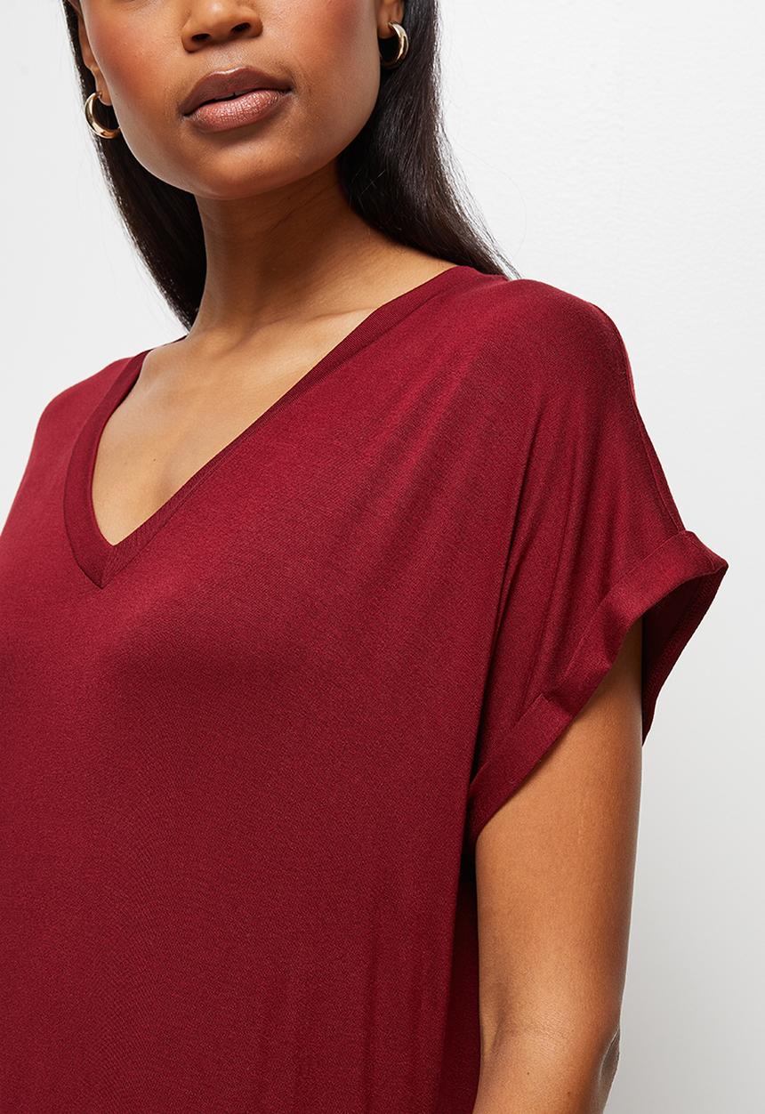 edit - V-neck knit collumn maxi - brick
