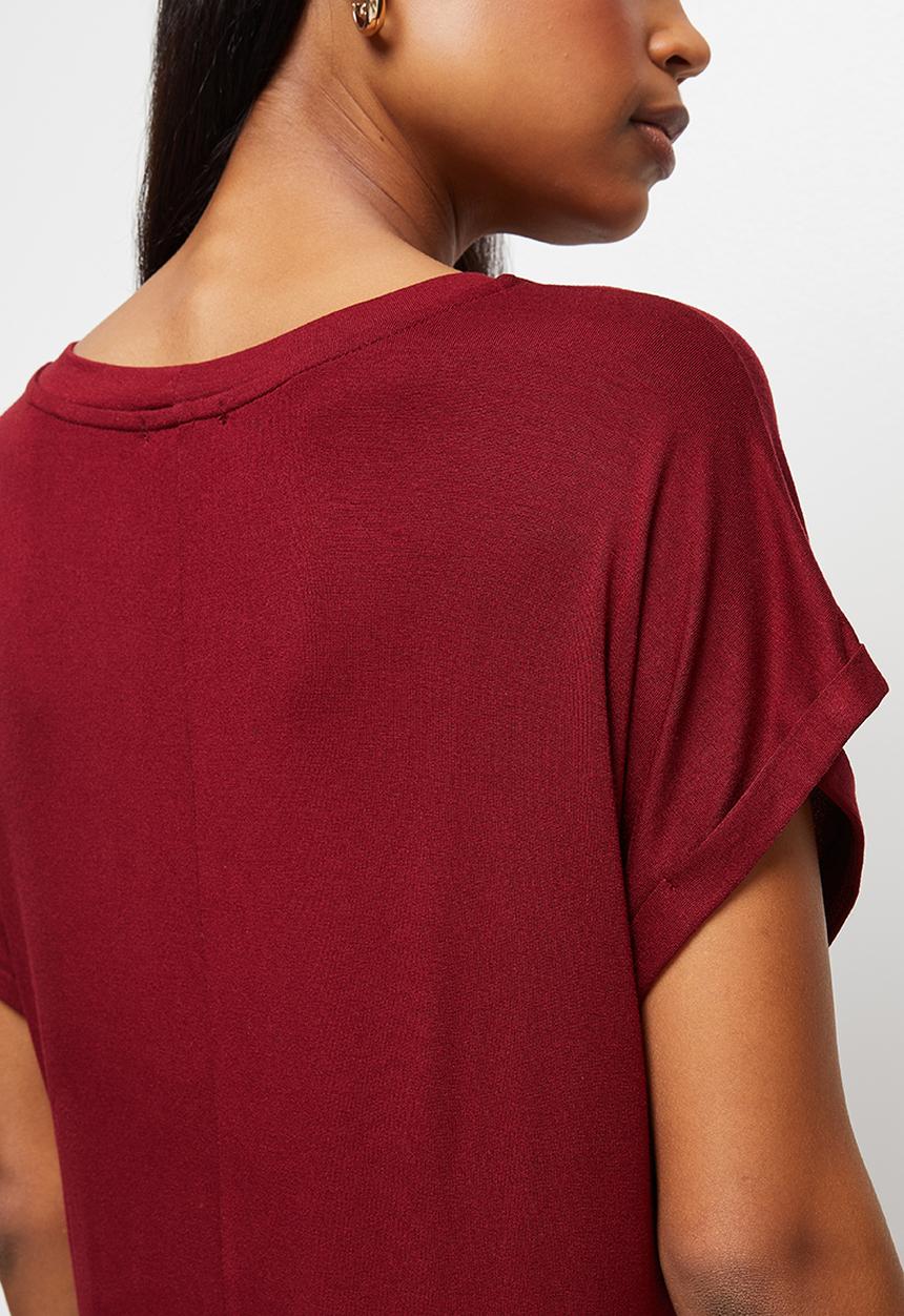 edit - V-neck knit collumn maxi - brick