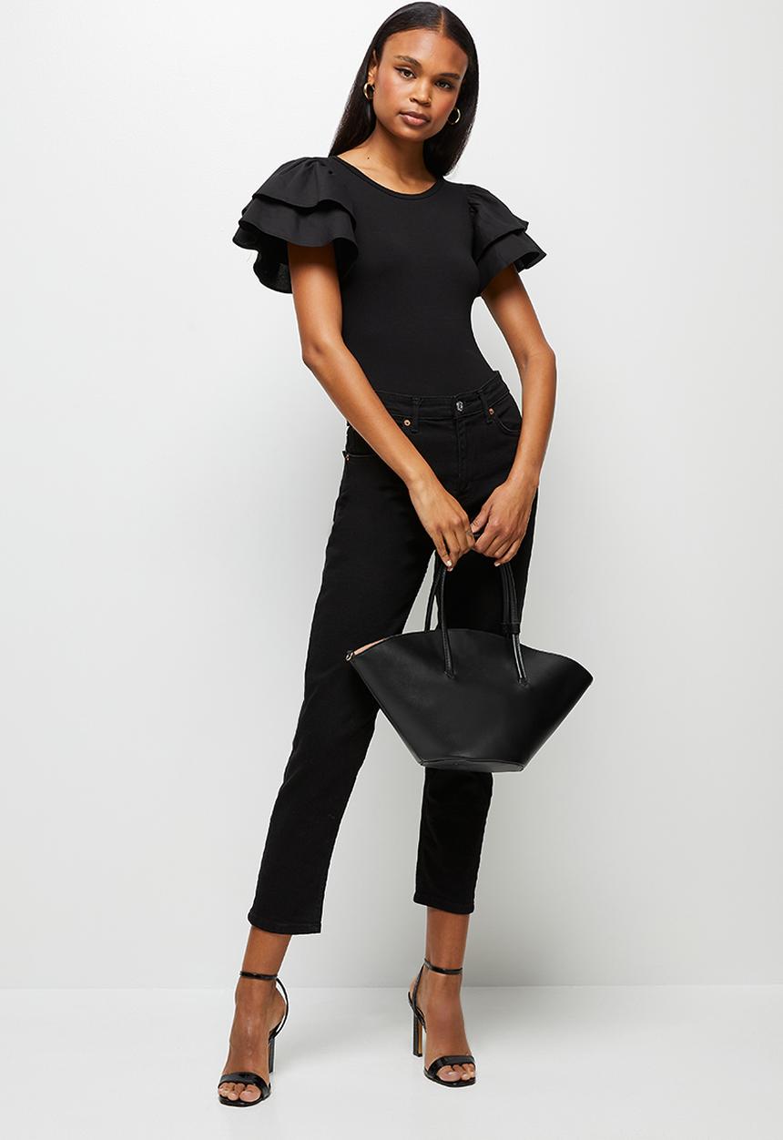 MILLA - Volume ruffle sleeve bodysuit - black