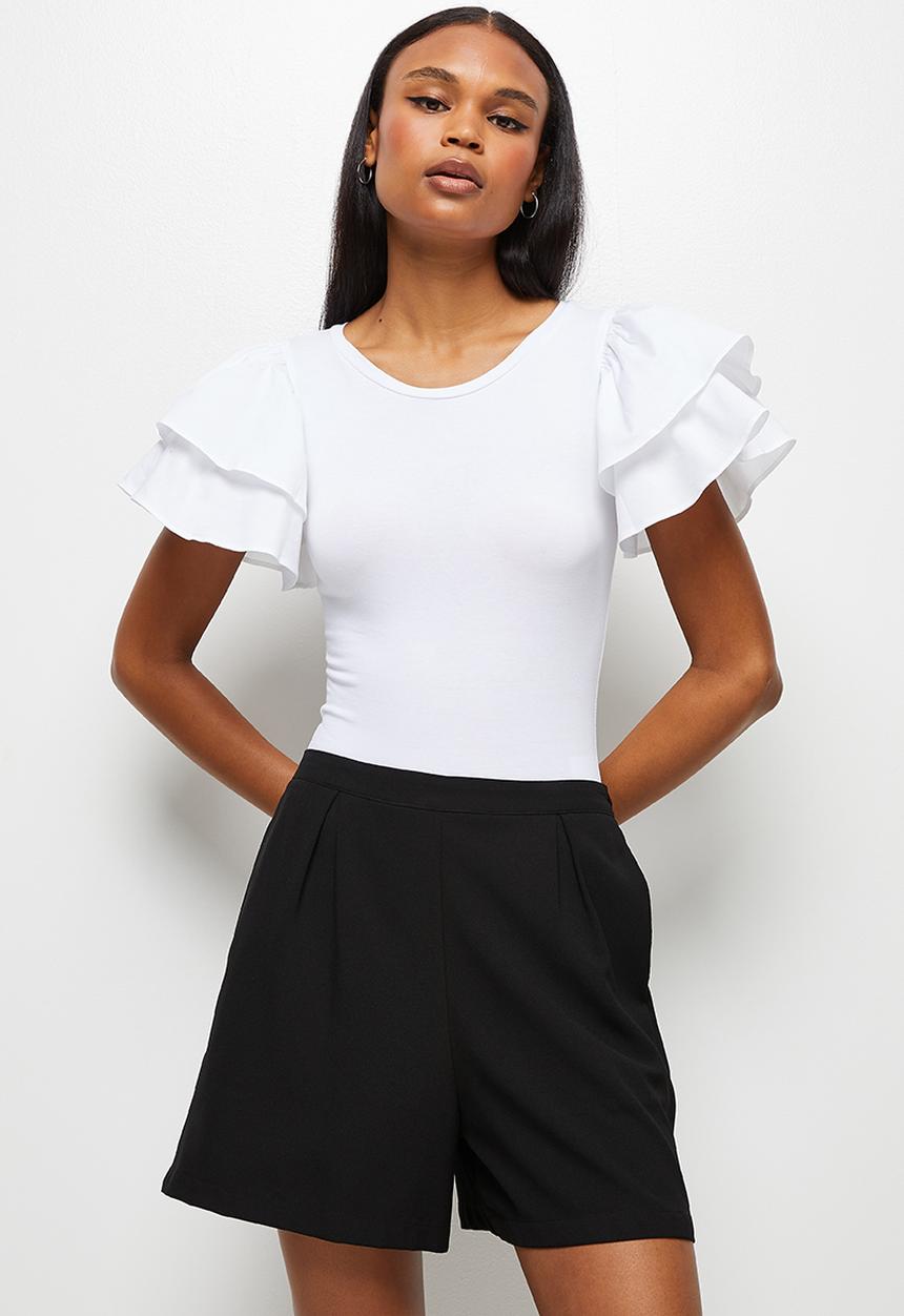 MILLA - Volume ruffle sleeve bodysuit - white