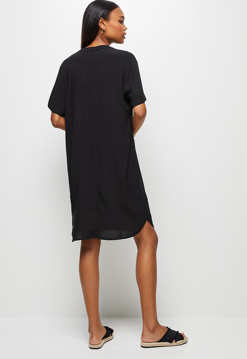 edit - Mandarin collar swing hem tunic - black