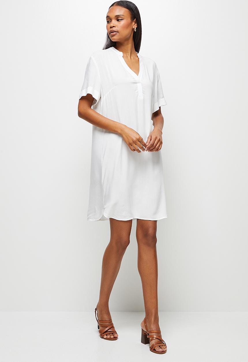 edit - Mandarin collar swing hem tunic - milk