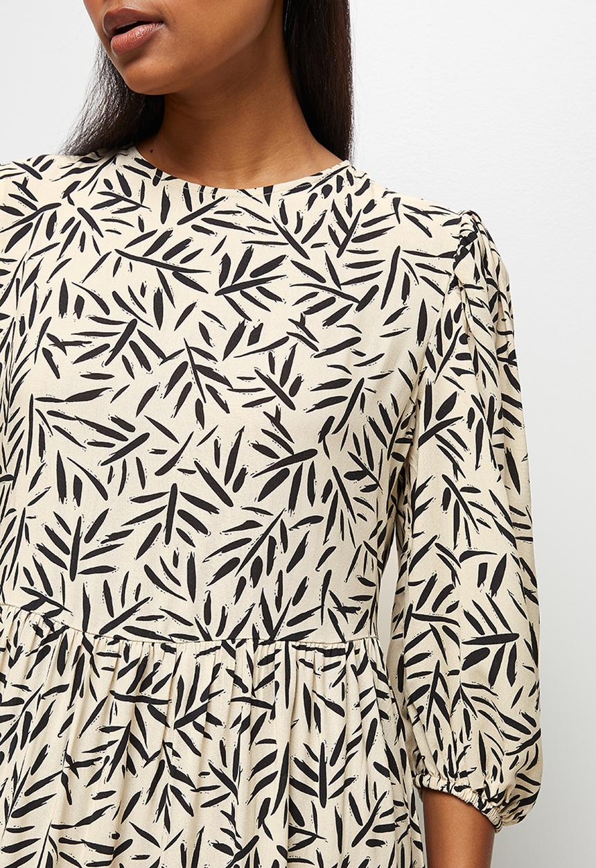 edit - Pleat detail tiered maxi dress - bamboo print