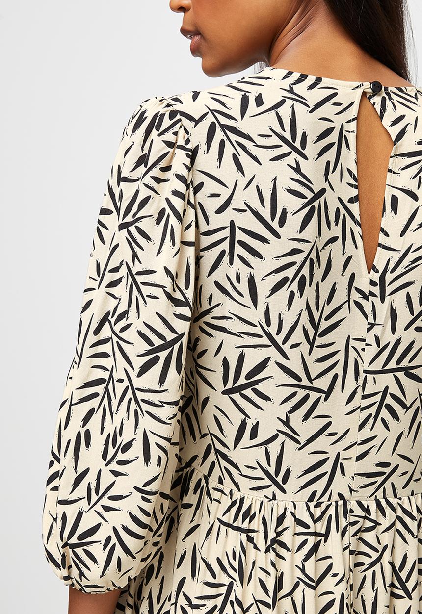 edit - Pleat detail tiered maxi dress - bamboo print