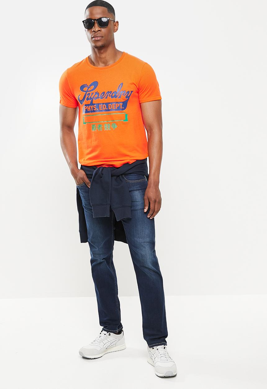 Superdry. - Collegiate graphic tee - denver orange