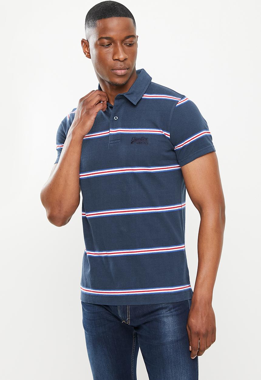 Superdry. - Academy stripe polo - varsity navy stripe