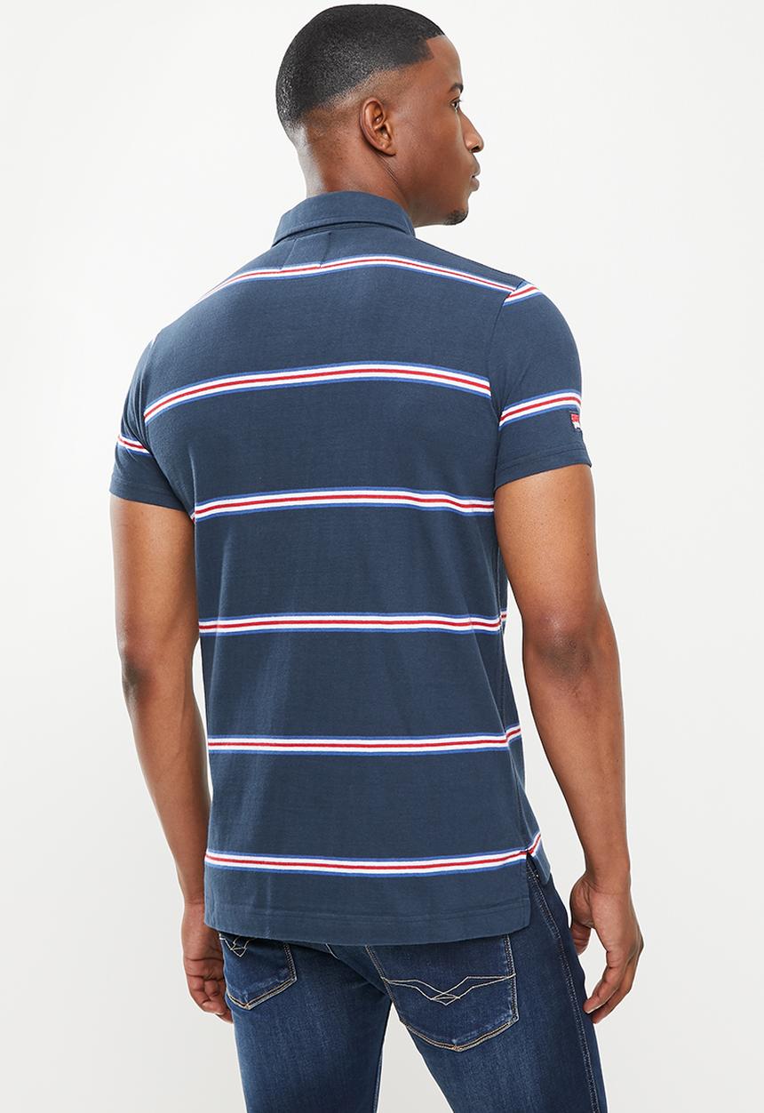 Superdry. - Academy stripe polo - varsity navy stripe