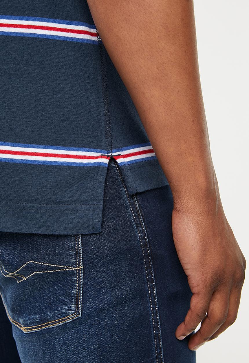 Superdry. - Academy stripe polo - varsity navy stripe