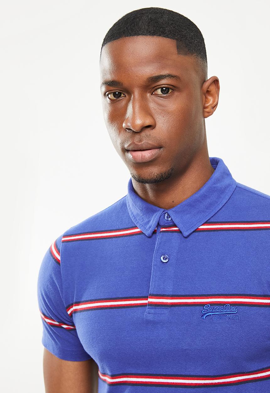 Superdry. - Academy stripe polo - varsity blue