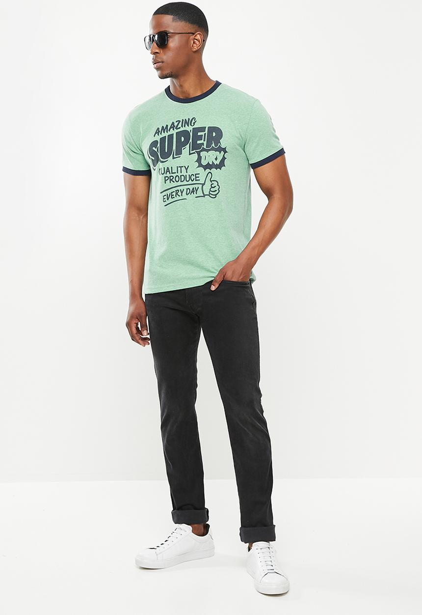 Superdry. - Workwear ringer tee - bright green marl