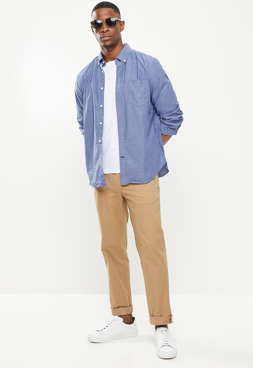 Nautica - W73000 long sleeve classic shirt  - blue