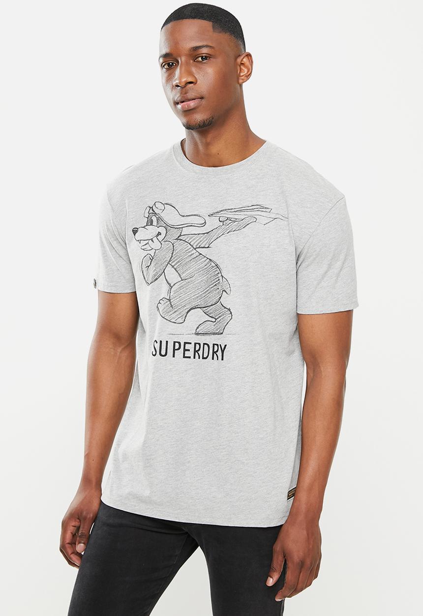 Superdry. - Military box fit graphic tee - grey marl