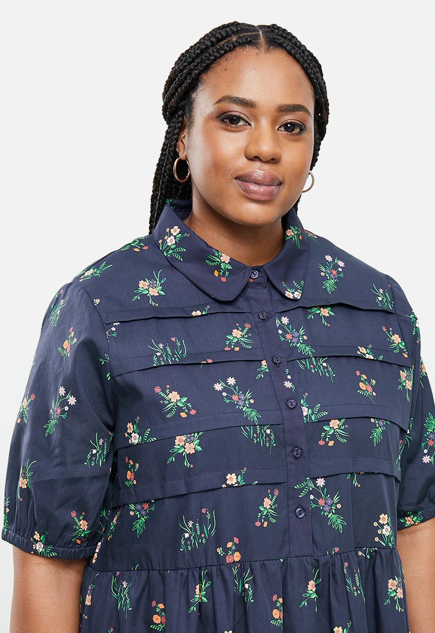Glamorous - Plus cottage flora dress - navy