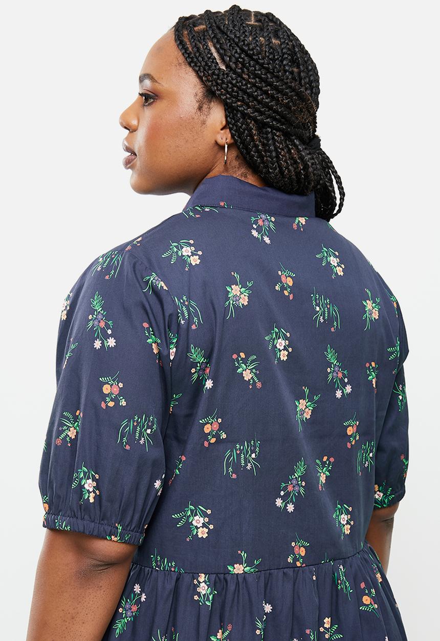 Glamorous - Plus cottage flora dress - navy