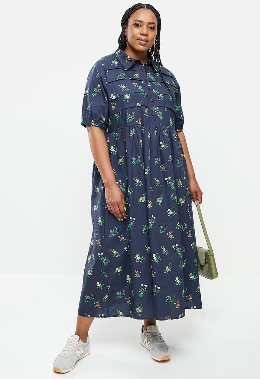 Glamorous - Plus cottage flora dress - navy