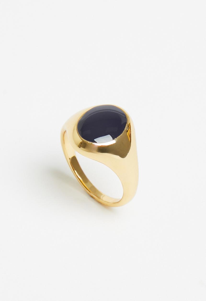 MANGO - Stone seal ring - black